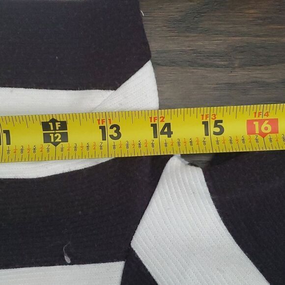 Almost Famous S Black White Pink Striped Elbow Sleeve Sweater Dress Zip Up - Picture 11 of 13